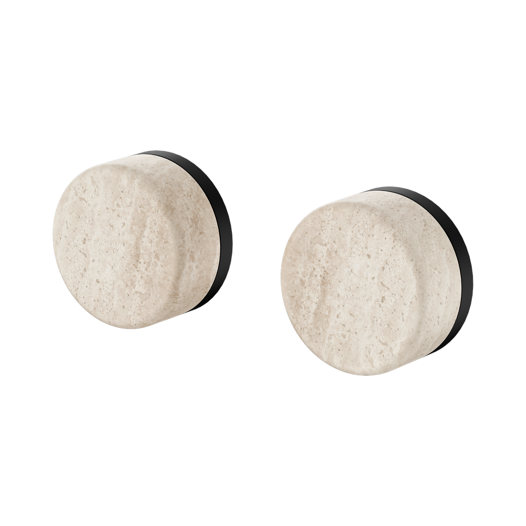 Nero Serenity Wall Top Assembly With Rome Travertine Handle Matte Black