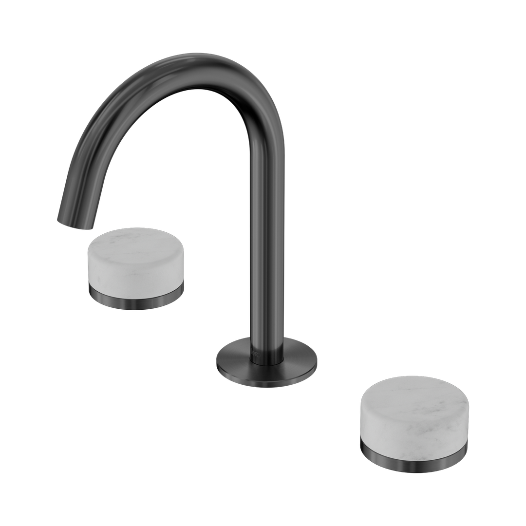 Nero Serenity Basin Set Arc Spout With Carrara Handle Gun Metal