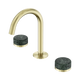 Nero Serenity Basin Set Arc Spout With Verde Alpi Handle Brushed Gold