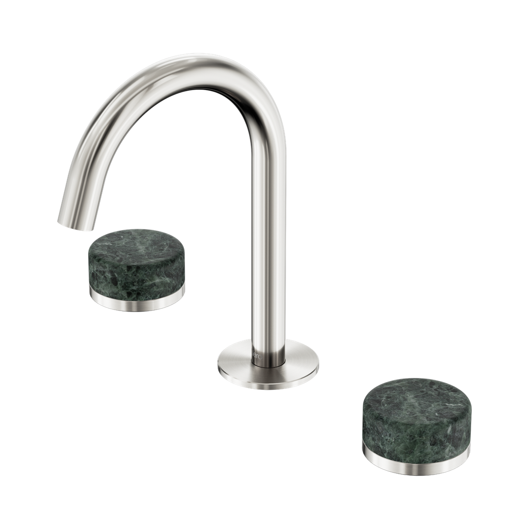 Nero Serenity Basin Set Arc Spout With Verde Alpi Handle Brushed Nickel