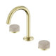 Nero Serenity Basin Set Arc Spout With Rome Travertine Handle Brushed Gold
