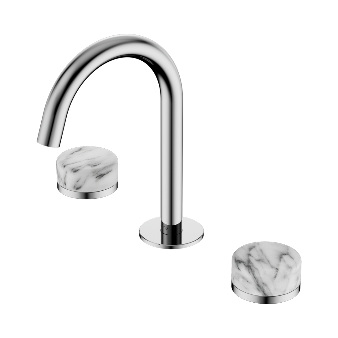 Nero Serenity Basin Set Arc Spout With Arabescato Corchia Handle Chrome