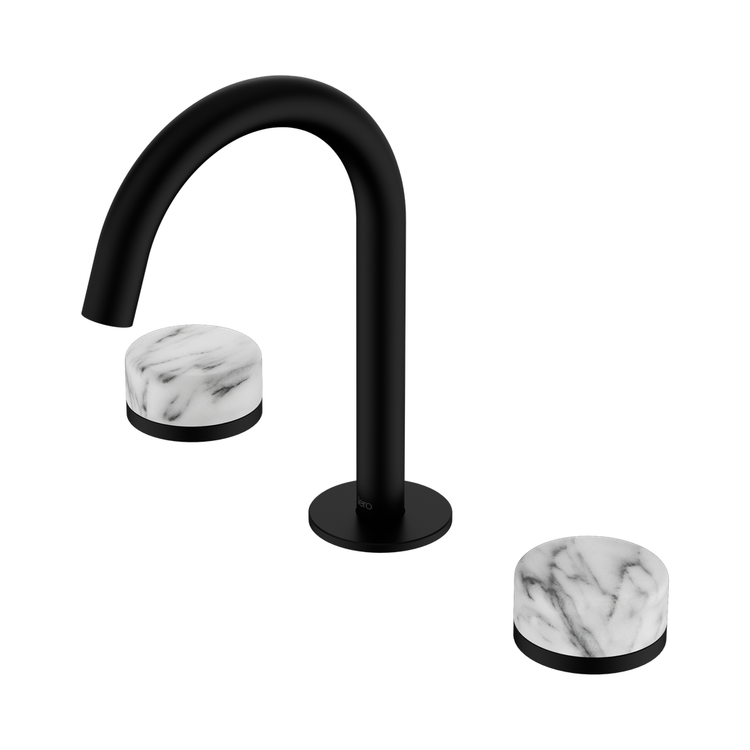 Nero Serenity Basin Set Arc Spout With Arabescato Corchia Handle Matte Black