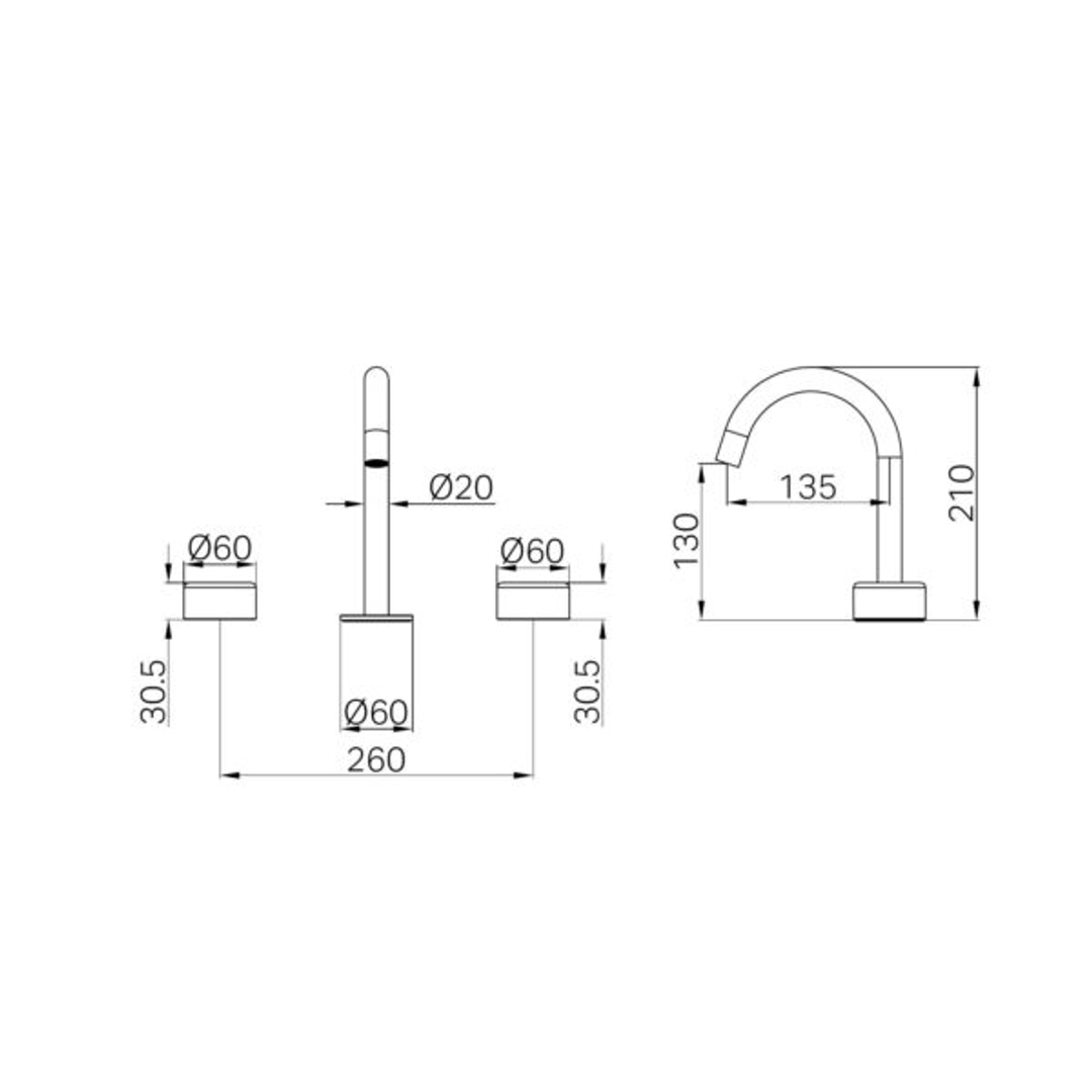 Nero Serenity Basin Set Arc Spout With Metal Handle Gun Metal