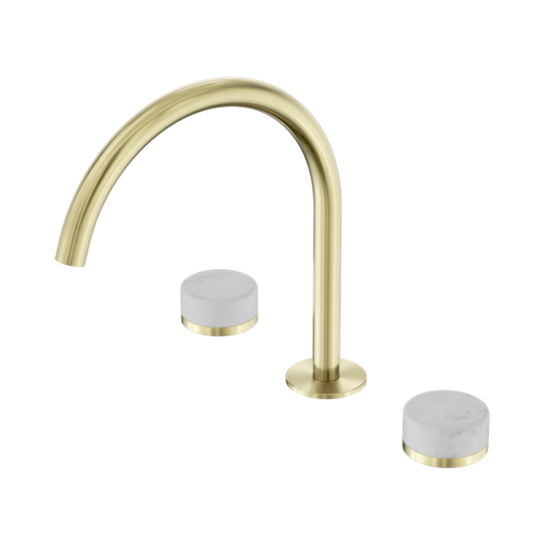 Nero Serenity Bath/Kitchen Set Arc Spout With Carrara Handle Brushed Gold