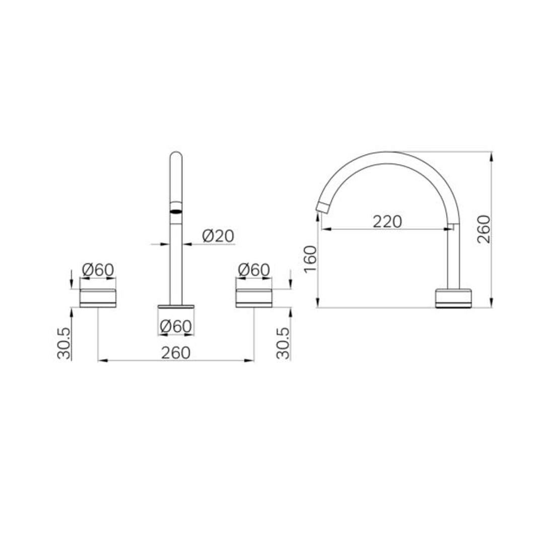 Nero Serenity Bath/Kitchen Set Arc Spout With Verde Alpi Handle Chrome