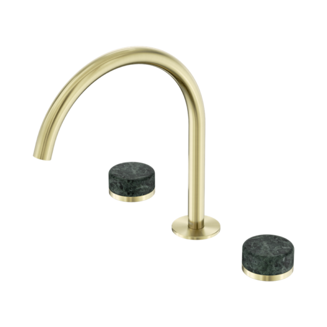 Nero Serenity Bath/Kitchen Set Arc Spout With Verde Alpi Handle Brushed Gold