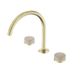 Nero Serenity Bath/Kitchen Set Arc Spout Brushed Gold With Rome Travertine Handle