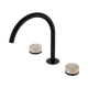Nero Serenity Bath/Kitchen Set Arc Spout Matte Black With Rome Travertine Handle