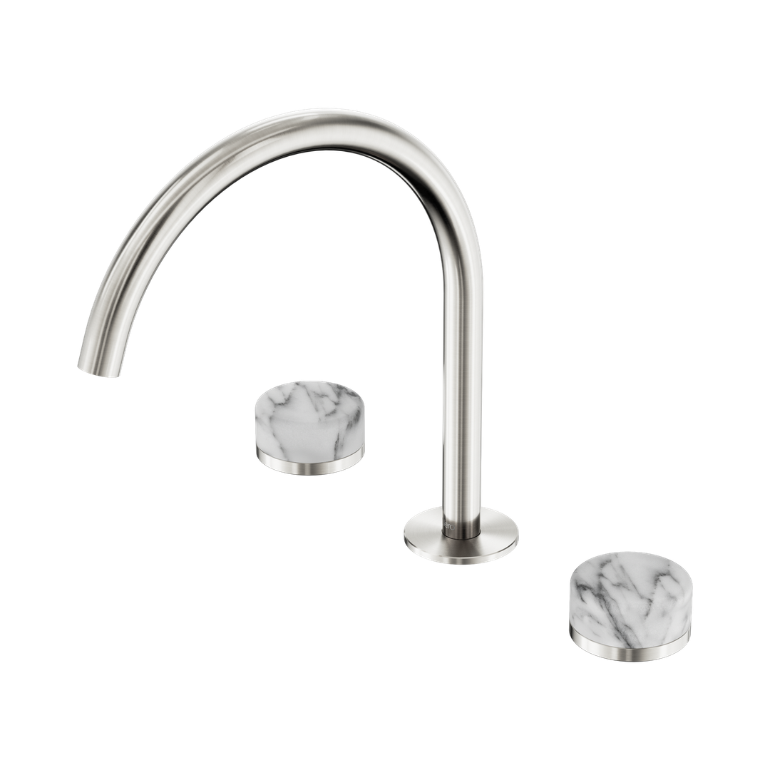 Nero Serenity Bath/Kitchen Set Arc Spout With Arabescato Corchia Handle Brushed Nickel