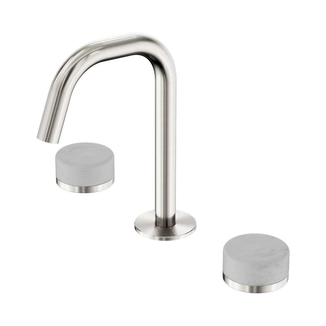 Nero Serenity Basin Set Edge Spout With Carrara Handle Brushed Nickel