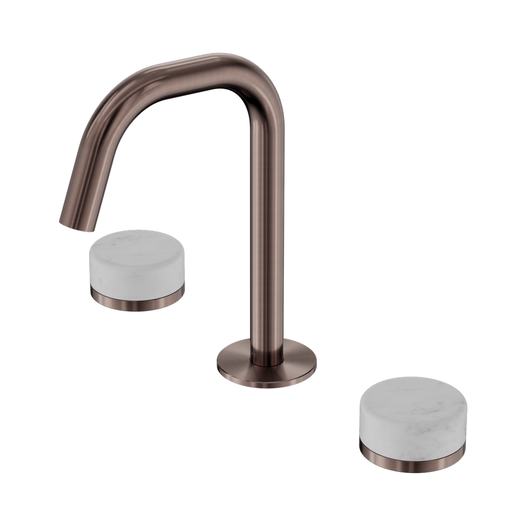 Nero Serenity Basin Set Edge Spout With Carrara Handle Brushed Bronze