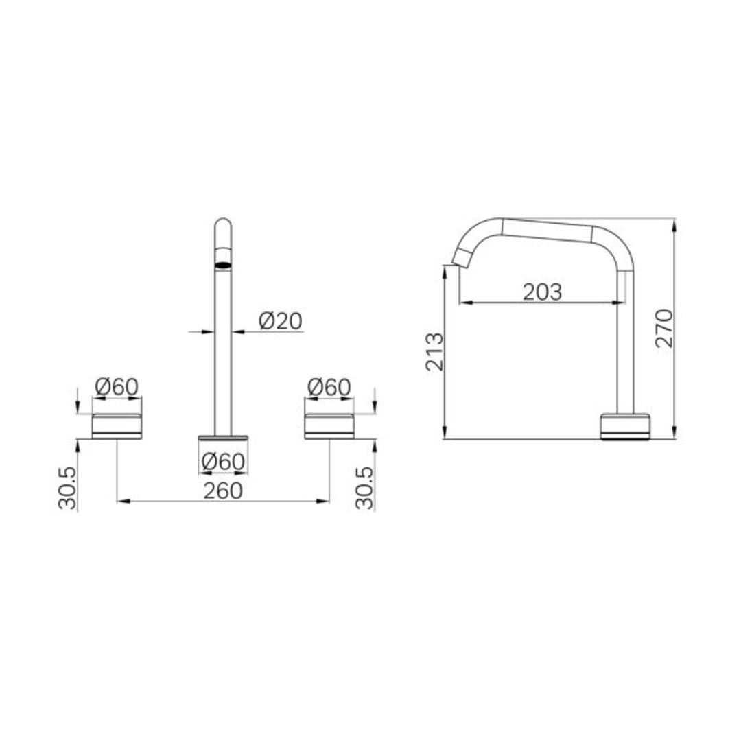 Nero Serenity Bath/Kitchen Set Edge Spout With Verde Alpi Handle Brushed Bronze