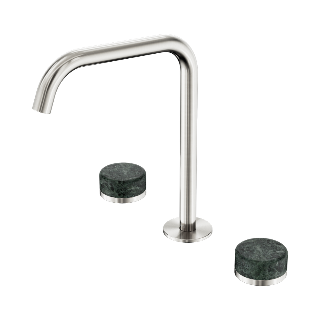 Nero Serenity Bath/Kitchen Set Edge Spout With Verde Alpi Handle Brushed Nickel