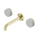 Nero Serenity Wall Basin Set 160Mm Spout Brushed Gold With Carrara Handle