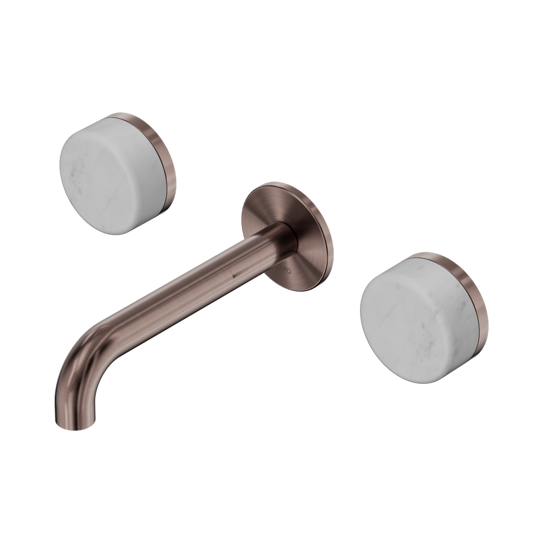 Nero Serenity Wall Basin Set 160Mm Spout With Carrara Handle Brushed Bronze
