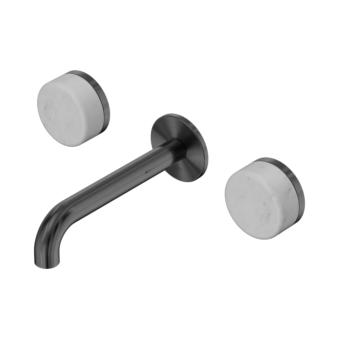 Nero Serenity Wall Basin Set 160Mm Spout With Carrara Handle Gun Metal