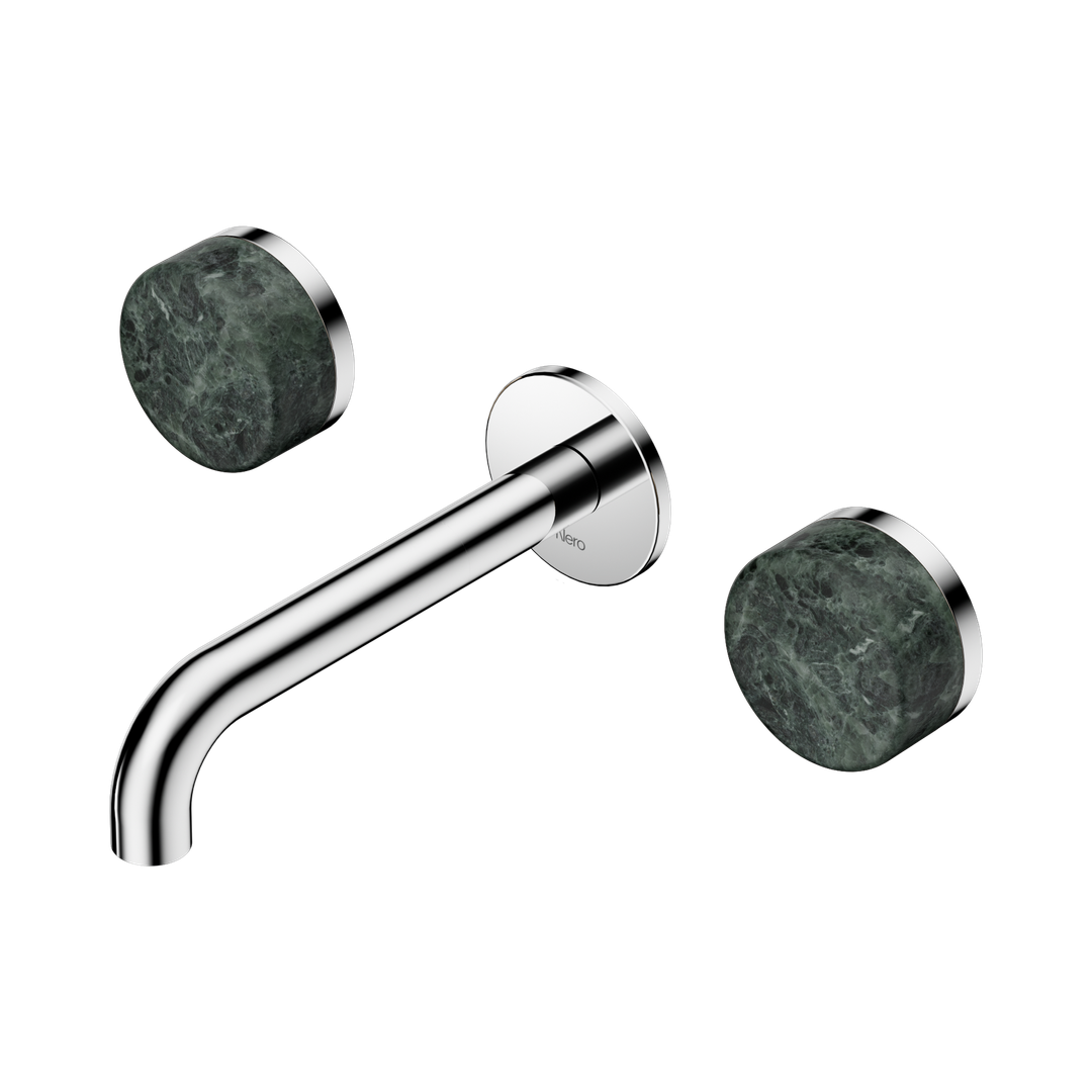 Nero Serenity Wall Basin Set 160Mm Spout With Verde Alpi Handle Chrome