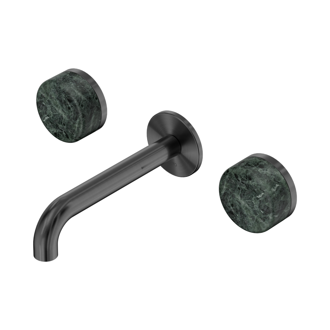 Nero Serenity Wall Basin Set 160Mm Spout With Verde Alpi Handle Gun Metal