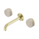 Nero Serenity Wall Basin Set 160Mm Spout With Rome Travertine Handle Brushed Gold