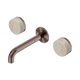 Nero Serenity Wall Basin Set 160Mm Spout With Rome Travertine Handle Brushed Bronze