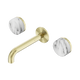 Nero Serenity Wall Basin Set 160Mm Spout With Arabescato Corchia Handle Brushed Gold