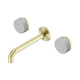 Nero Serenity Wall Basin Set 185Mm Spout Brushed Gold With Carrara Handle