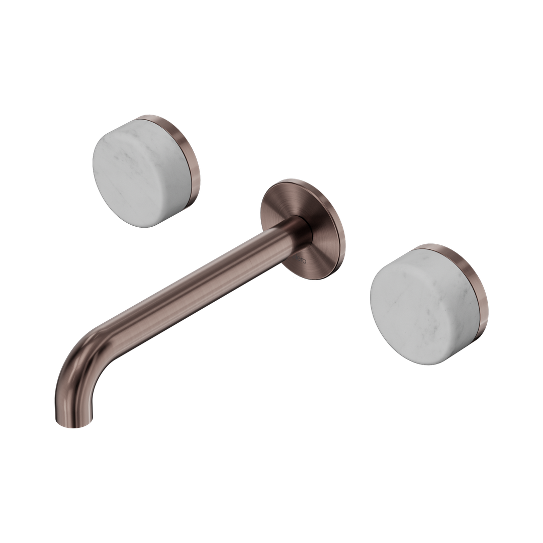 Nero Serenity Wall Basin Set 185Mm Spout With Carrara Handle Brushed Bronze