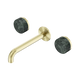 Nero Serenity Wall Basin Set 185Mm Spout Brushed Gold With Verde Alpi Handle