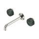 Nero Serenity Wall Basin Set 185Mm Spout Brushed Nickel With Verde Alpi Handle