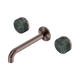 Nero Serenity Wall Basin Set 185Mm Spout Brushed Bronze With Verde Alpi Handle