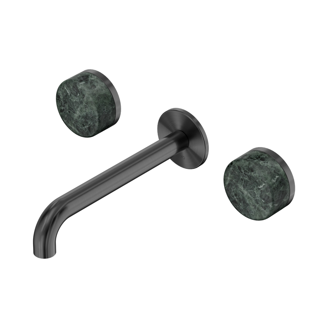 Nero Serenity Wall Basin Set 185Mm Spout With Verde Alpi Handle Gun Metal