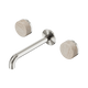 Nero Serenity Wall Basin Set 185Mm Spout Brushed Nickel With Rome Travertine Handle