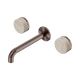 Nero Serenity Wall Basin Set 185Mm Spout Brushed Bronze With Rome Travertine Handle