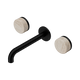 Nero Serenity Wall Basin Set 185Mm Spout Matte Black With Rome Travertine Handle