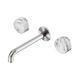 Nero Serenity Wall Basin Set 185Mm Spout Brushed Nickel With Arabescato Corchia Handle