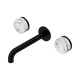 Nero Serenity Wall Basin Set 185Mm Spout Matte Black With Arabescato Corchia Handle