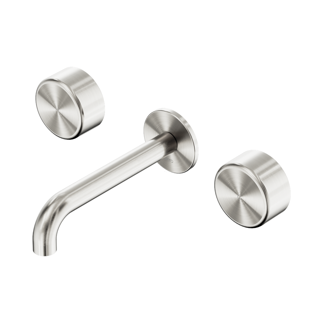 Nero Serenity Wall Basin Set 185Mm Spout With Metal Handle Brushed Nickel
