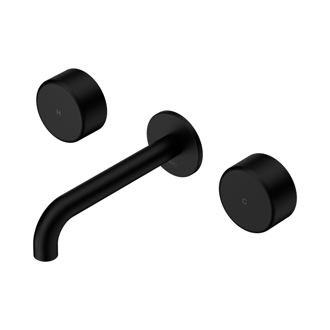 Nero Serenity Wall Basin Set 185Mm Spout With Metal Handle Matte Black