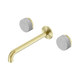 Nero Serenity Wall Basin Set 220Mm Spout Brushed Gold With Carrara Handle