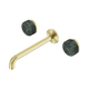 Nero Serenity Wall Basin Set 220Mm Spout Brushed Gold With Verde Alpi Handle