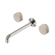 Nero Serenity Wall Basin Set 220Mm Spout Brushed Nickel With Rome Travertine Handle