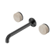Nero Serenity Wall Basin Set 220Mm Spout Gun Metal With Rome Travertine Handle