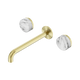 Nero Serenity Wall Basin Set 220Mm Spout Brushed Gold With Arabescato Corchia Handle