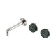Nero Serenity Wall Basin Set 160Mm Offset Spout Brushed Nickel With Verde Alpi Handle