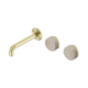 Nero Serenity Wall Basin Set 160Mm Offset Spout Brushed Gold With Rome Travertine Handle