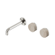 Nero Serenity Wall Basin Set 160Mm Offset Spout Brushed Nickel With Rome Travertine Handle