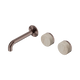 Nero Serenity Wall Basin Set 160Mm Offset Spout Brushed Bronze With Rome Travertine Handle