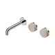 Nero Serenity Wall Basin Set 160Mm Offset Spout Chrome With Rome Travertine Handle
