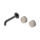 Nero Serenity Wall Basin Set 160Mm Offset Spout Gun Metal With Rome Travertine Handle